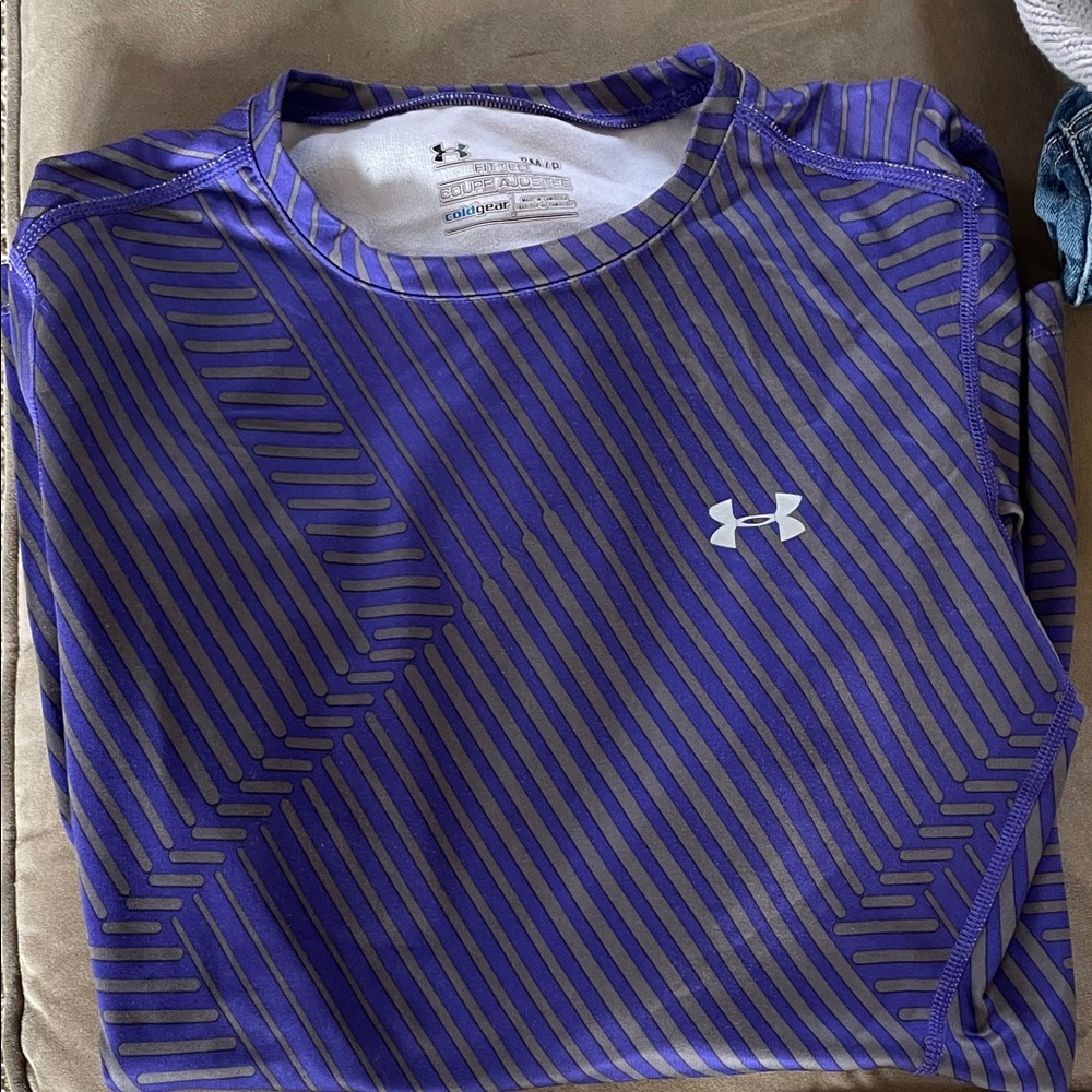 Under Armour Purple and Gray Striped Top
